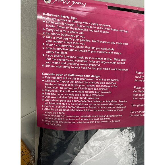 PMG Halloween French Maid Costume Dress Apron Headpiece Black White Vintage NEW - Picture 5 of 6